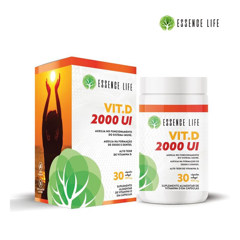 Vitamina D 2000 UI Aumento Imunidade 30 Capsulas - Essence Life